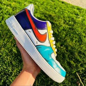 NIKE ADULT'S Air Force 1 Custom Color Block Comic Graphic Sneakers NWB